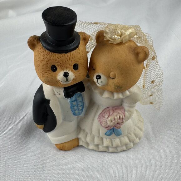 Russ Berrie Vintage Ceramic Wedding Bears Figurine Item 5504 Philippines 3”x3” - Picture 1 of 6